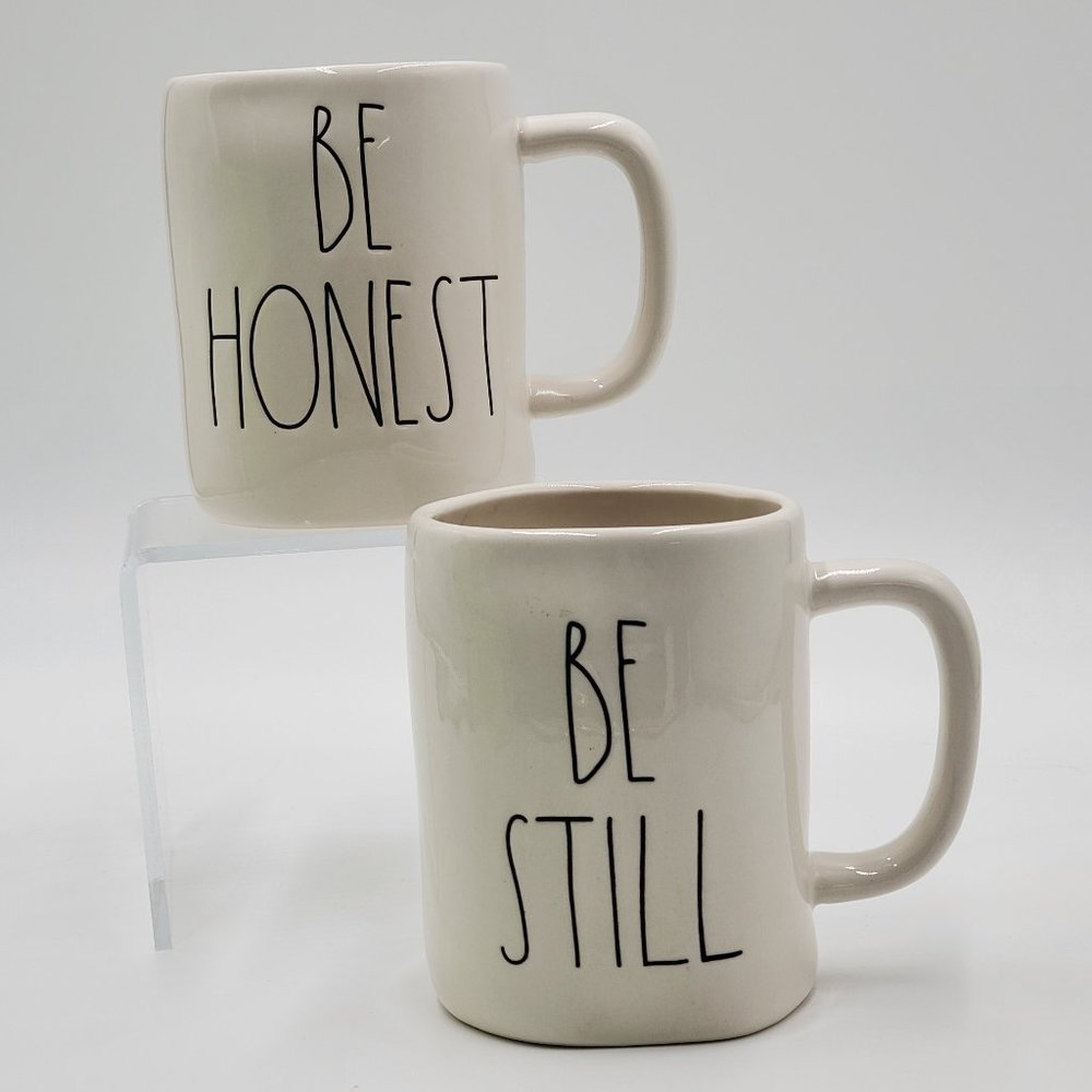 Rae Dunn Pottery Mugs “BE STILL” & “BE HONEST” - Picture 2 of 14